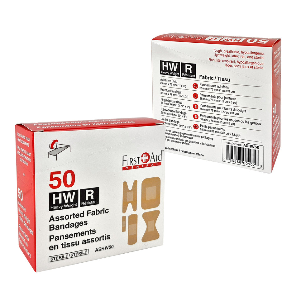 Assortiment de pansements en tissu épais (boîte de 50)