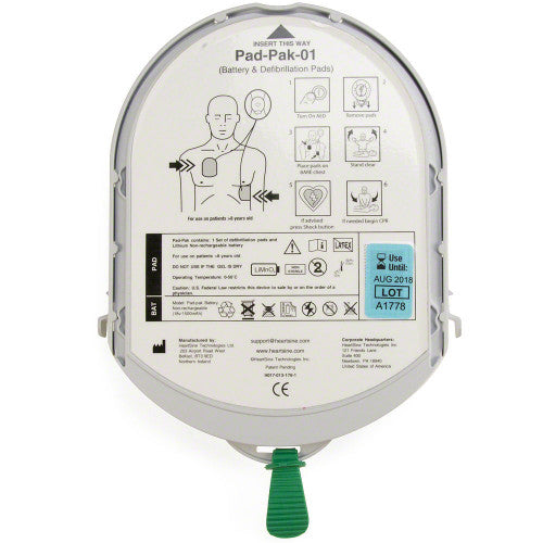 Électrodes et batterie HeartSine Samaritan pour adultes, Pad-Pak